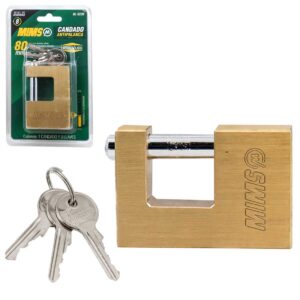 CANDADO ANTIPALANCA DE LATON SOLIDO 80MM C/3LLAVES (CAJA C/6 PZAS - PRECIO X PIEZA)