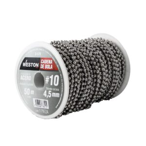 CADENA DE BOLA ACERO NIQUELADA #10 4.5MM ROLLO 50M
