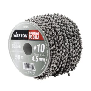 CADENA DE BOLA COBRE NIQUELADA #10 4.5MM ROLLO 50M