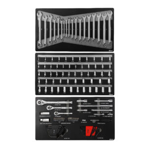 JGO. D/149 HERRAMIENTAS ORGANIZADOR D/ESPUMA CUADRO 1/4", 3/8" Y 1/2" FRACC. Y METRIC. P/MECANICO